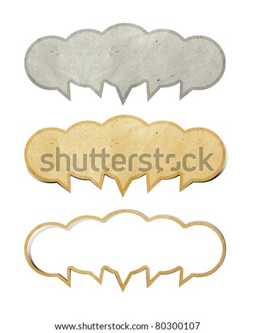 bubble talk  tag recycled paper craft stick on white background