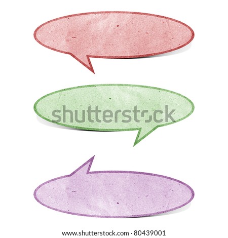 bubble talk tag recycled paper craft stick on white background