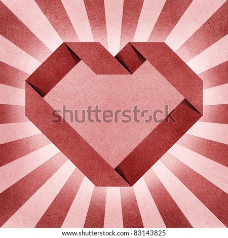 heart origami recycled paper craft  background