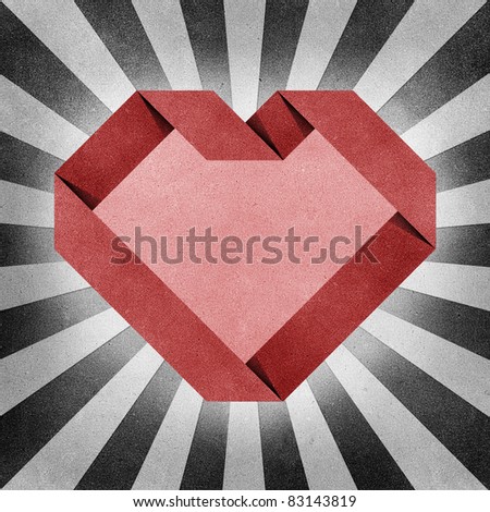 heart origami recycled paper craft  background