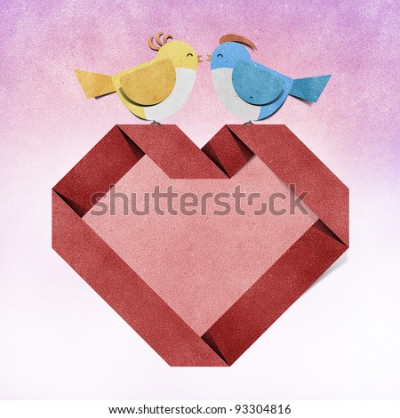 red heart and bird recycled paper craft