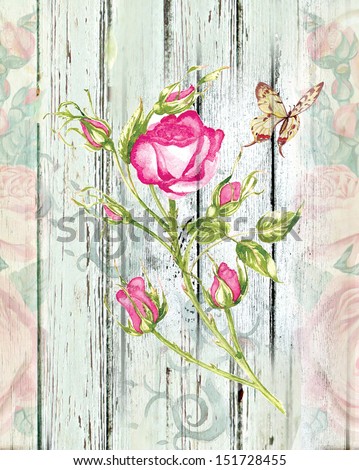 vintage wood background with floral motives vintage wood background with floral motives