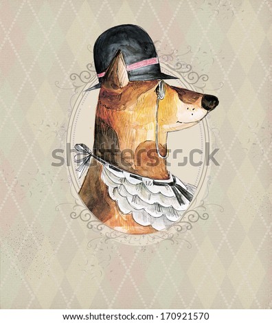 illustration of the dressed dog