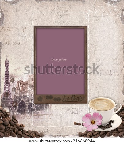 Vintage style photo-frame \'Coffee in Paris\