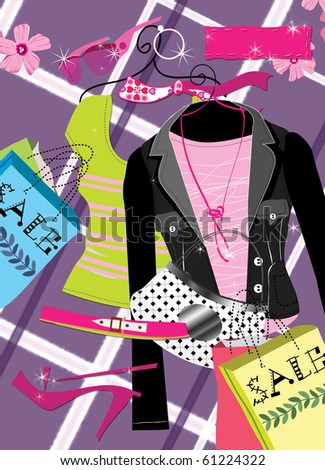 fashion sale Art  illustration of a fashion clothing and accessories on the creative  background
