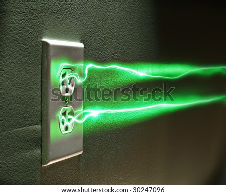 Electrical wall socket with green energy or electricity