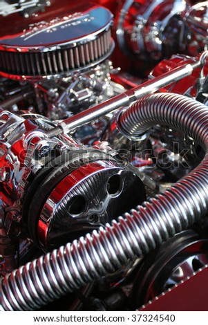 Dramatic image of a big block racing engine