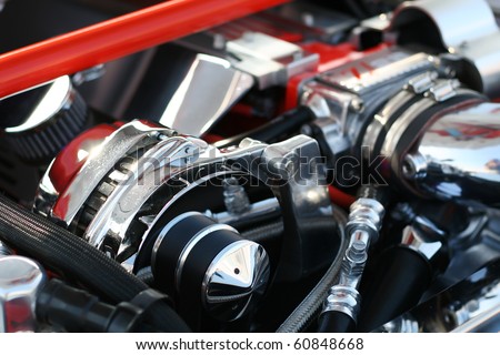 Precision muscle car engine that produce intense horsepower and incredible speed. Used in race cars and automotive show cars.