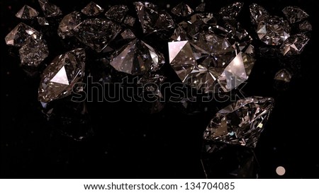 diamonds on black background with lighting