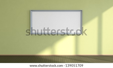 abstract interior with blank picture frame on the wall