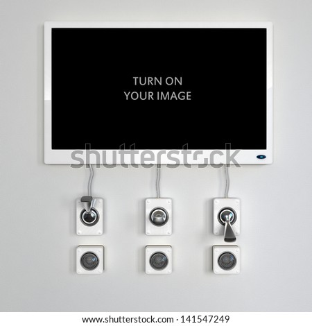 conceptual composition with screen and electric switch