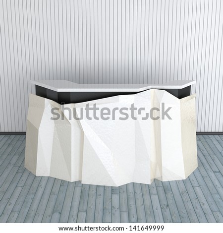 modern design reception counter in abstract business interior