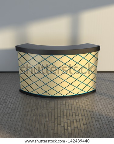 reception counter decorated with ceramic tiles