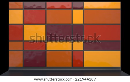 abstract architectural background with glossy plastic panels in autumn color scheme