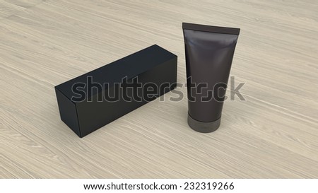 blank black box and black tube as mock up objects
