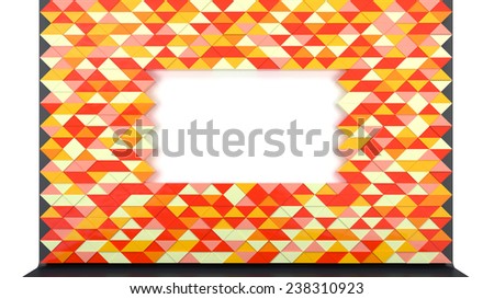 decorative geometric frame made of red and orange triangulars