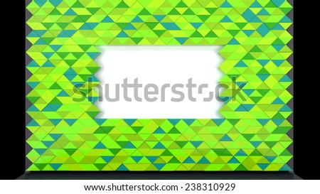 decorative geometric frame made of green triangulars