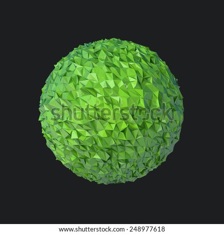green glossy sphere with crumpled surface isolated on black