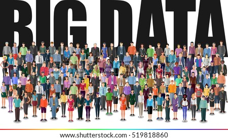 people forming huge crowd, big data conceptual illustration