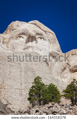 Face of Thomas Jefferson, Mount Rushmore National Memorial, Black Hills, South Dakota