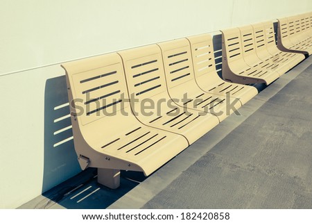 Empty seats on outside deck of ferry boat, Puget Sound, Washington, stock photo