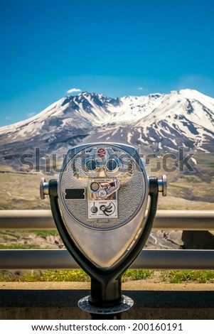 Coin operated binoculars in front of Mount Saint Helens