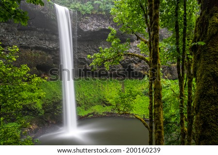 South Falls at Silver Falls State Park in Oregon. The park, which is the largest state park in Oregon, boasts many of the most beautiful waterfalls found in the state.
