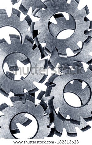 Circular cutter blades over white background