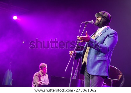 KAUNAS, LITHUANIA - APRIL 26, 2015: Grammy winner jazz singer Gregory Porter performs at the stage of \