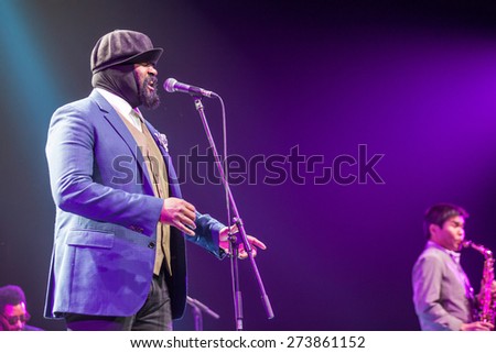 KAUNAS, LITHUANIA - APRIL 26, 2015: Grammy winner jazz singer Gregory Porter performs at the stage of \
