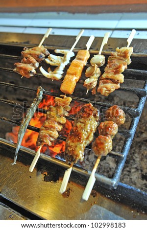 Variety of food on grill