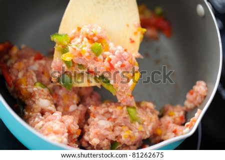 Freshly ground meat for cooking meat delicacies