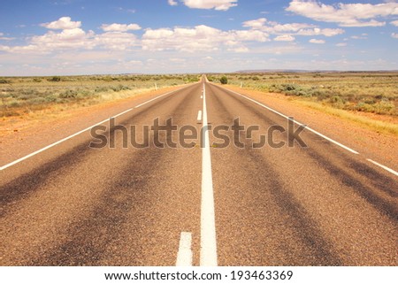 Long straight road in Australia