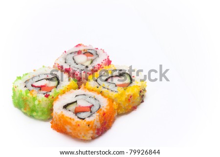 Sushi on white isolate.,it is one of japanese food