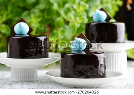 Three chocolate sensation cakes arrange in style