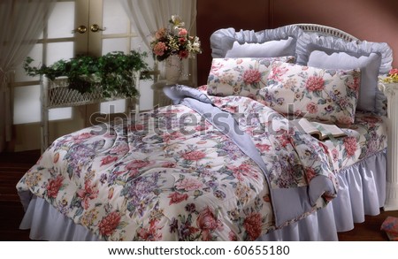 Counttry bed set with window and plants