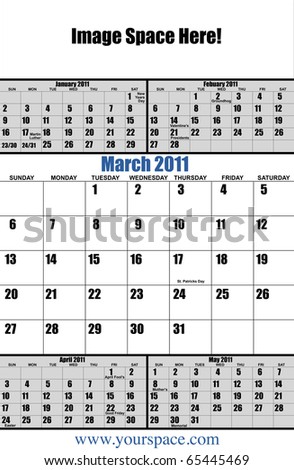 Printcalendar Month on Stock Photo   5 Month 2011 Calendar  March  With Copy Space And Text