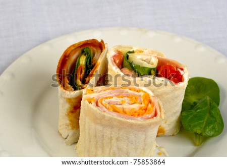 Fresh veggie wraps on a plate