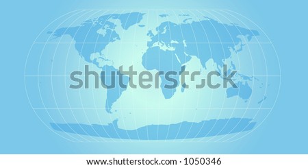 world map with retro feel in powder blue
