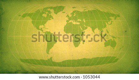 world map with vintage texture in green