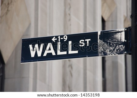 new york city street signs. stock photo : Wall Street sign