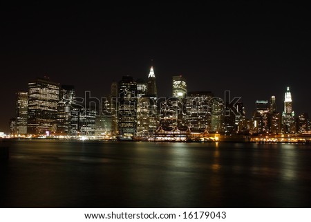 new york skyline night time. Brooklyn - New York City,
