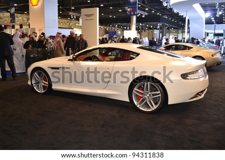 DOHA-QATAR - JANUARY 25 : Aston Martin DBS on display at Qatar Motor Show Second Exhibition on January 25, 2012 in Doha, Qatar. The event is from January 25-28, 2012.