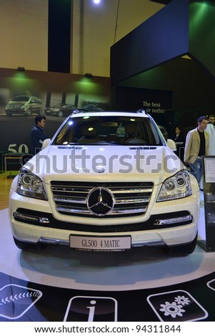 DOHA-QATAR - JANUARY 25 : Mercedes GL500 on display at Qatar Motor Show Second Exhibition on January 25, 2012 in Doha, Qatar.The event is from January 25-28, 2012.