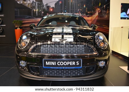 DOHA-QATAR - JANUARY 25 : Mini Cooper S on display at Qatar Motor Show Second Exhibition on January 25, 2012 in Doha, Qatar. The event is from January 25-28, 2012.