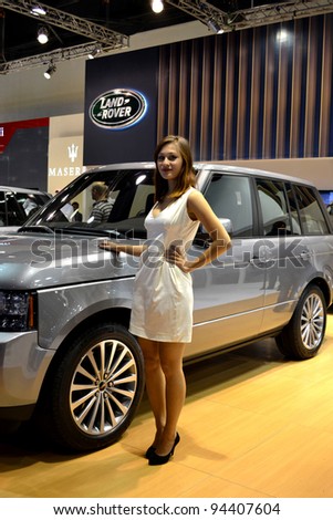 DOHA-QATAR - JANUARY 25 : Land Rover model on display at Qatar Motor Show Second Exhibition on January 25, 2012 in Doha, Qatar. The exhibition was held from January 25th till January 28th 2012.