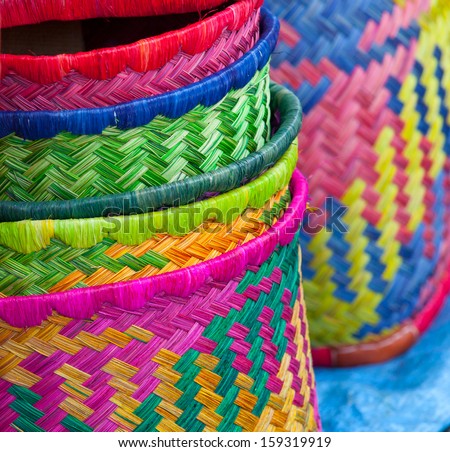 colorful weaved baskets