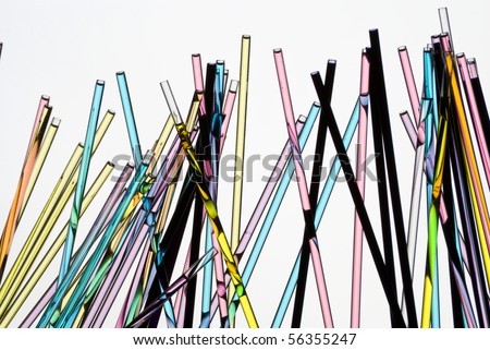 Glass straws with colored liquid