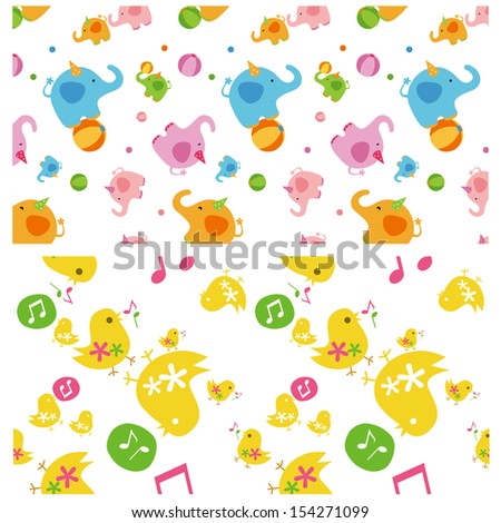 Colorful baby animal pattern