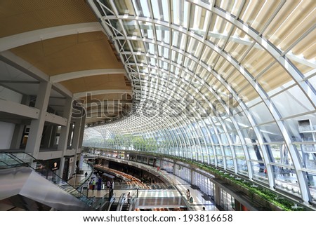 SINGAPORE - May 11: Shopping mall at Marina Bay Sands Resort on May 11, 2014 in Singapore. It is billed as the world\'s most expensive standalone casino property